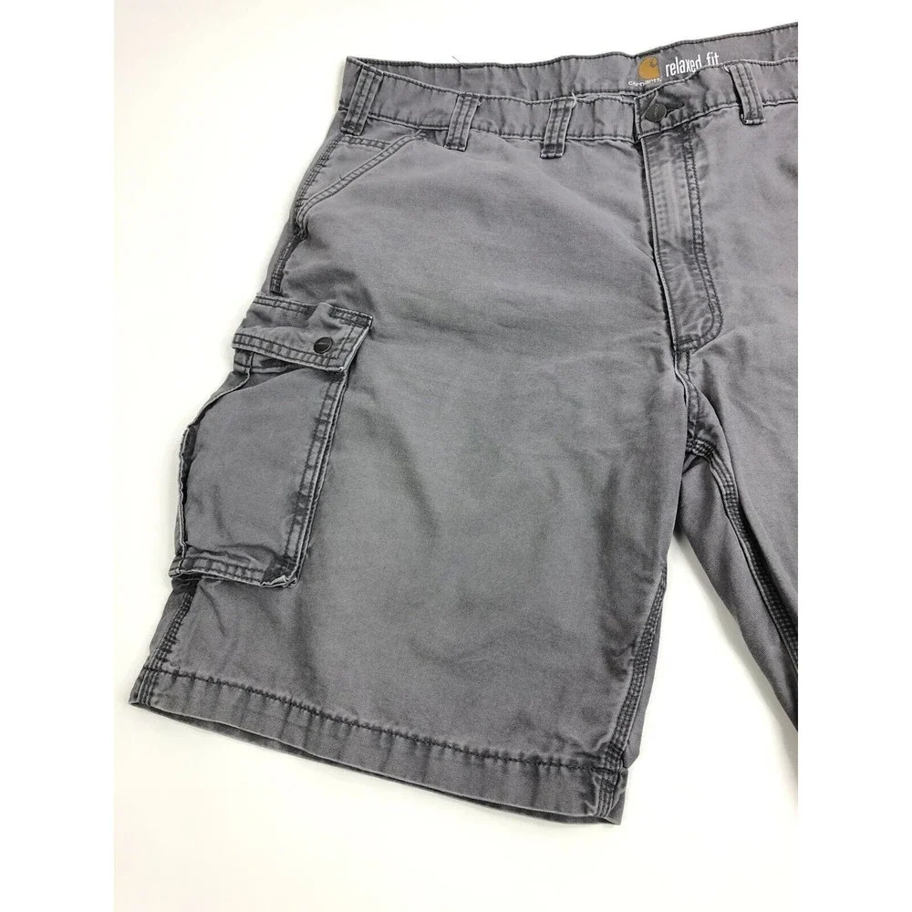 Carhartt Shorts Adult 46 Gray Canvas Cargo Work Wear Outdoors Hiking Mens Relax